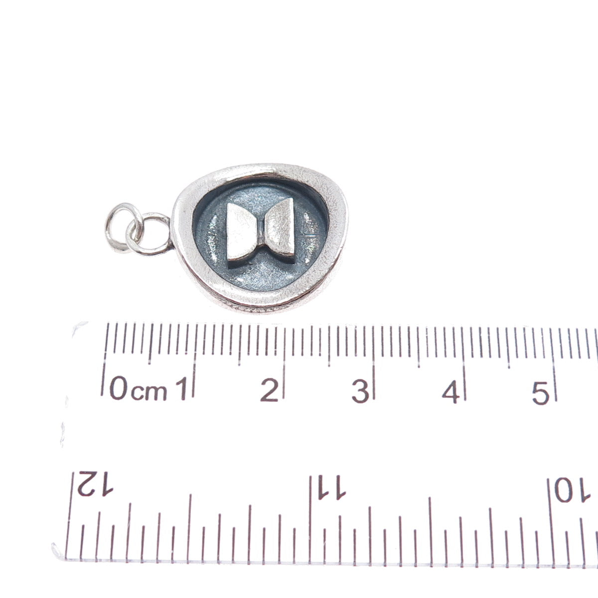 925 Sterling Silver Vintage Modernist Hourglass Oxidized Charm Pendant