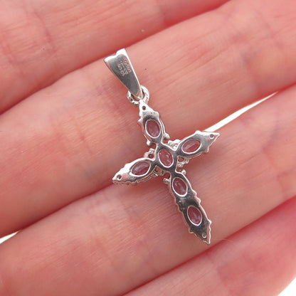 Chuck Clemency 925 Sterling Silver Real Tanzanite & Apatite Cross Charm Pendant