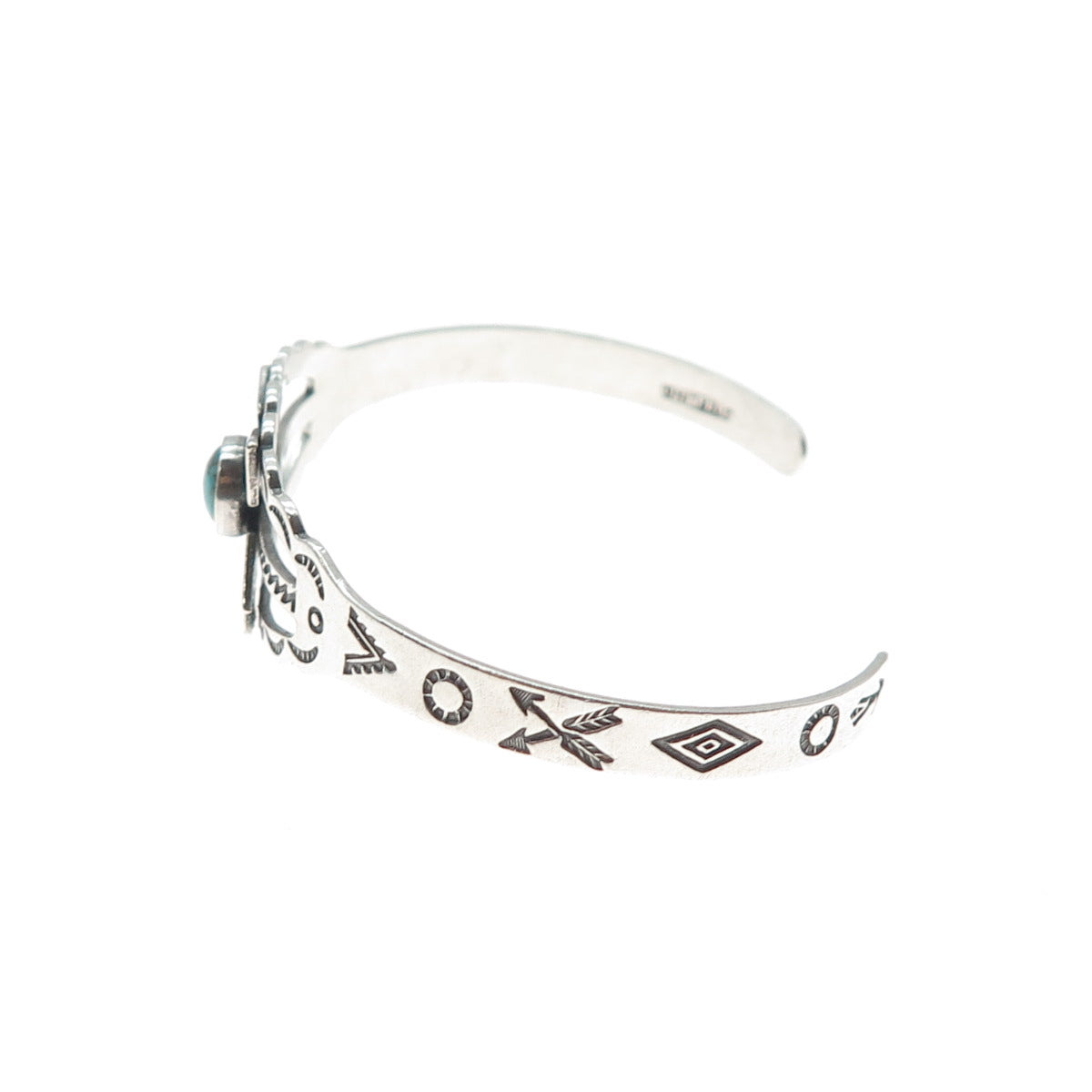 Old Pawn 925 Sterling Vintage Bisbee Turquoise Arrow Adjustable Bracelet 5.25"