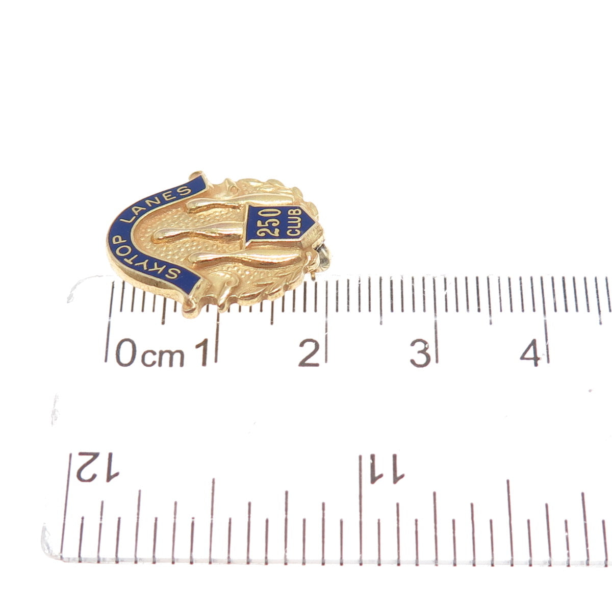 Gold Filled Vintage Enamel Skytop Lanes 250 Bowling Club Pin Brooch