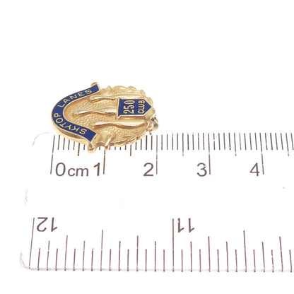 Gold Filled Vintage Enamel Skytop Lanes 250 Bowling Club Pin Brooch