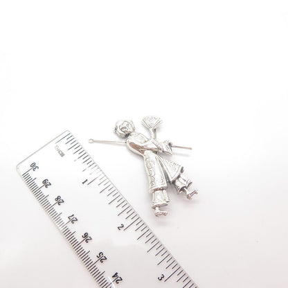 925 Sterling Silver Vintage Lang Japanese Samurai Pin Brooch
