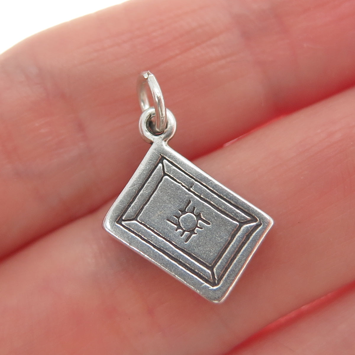 SUNWEST 925 Sterling Silver Vintage Diary Minimalist Charm Pendant