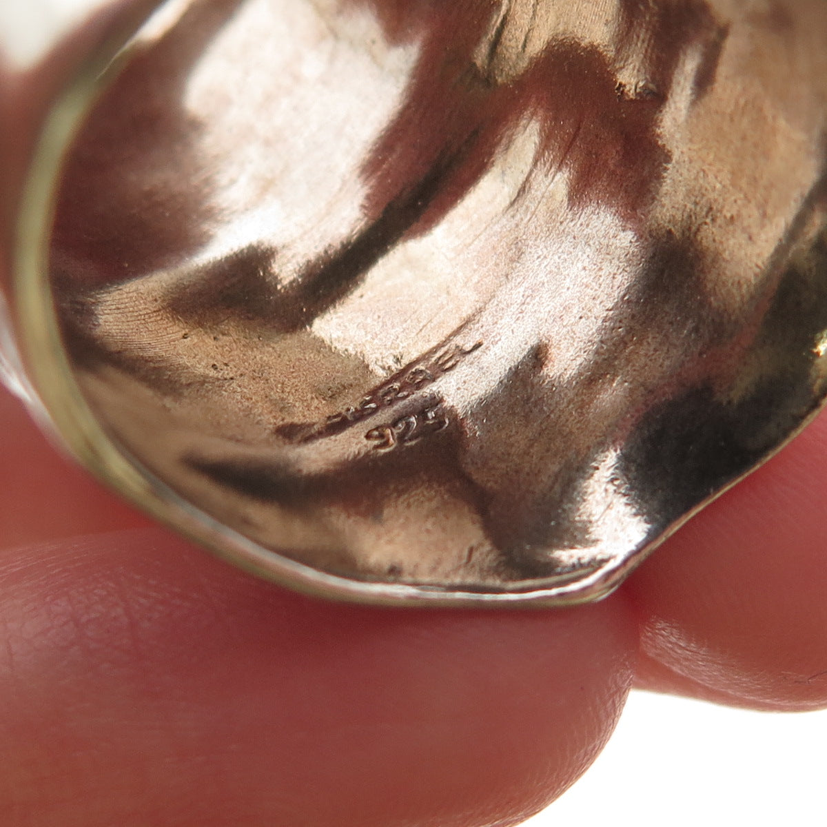 925 Sterling Silver Vintage Israel Modernist Oxidized Ring Size 8.5