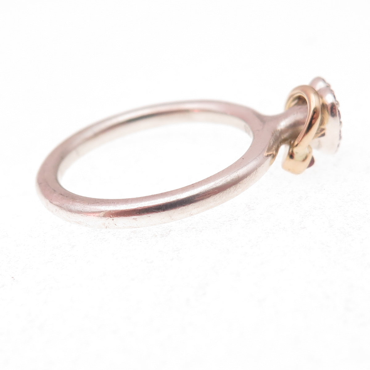 Pandora 925 Sterling Gold Real Tourmaline & C Z Valentine Halo Heart Ring Size 7