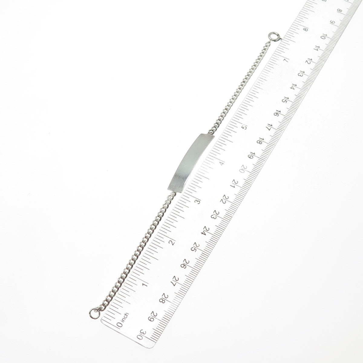 925 Sterling Silver Vintage Curb Link ID Bracelet 7.25"