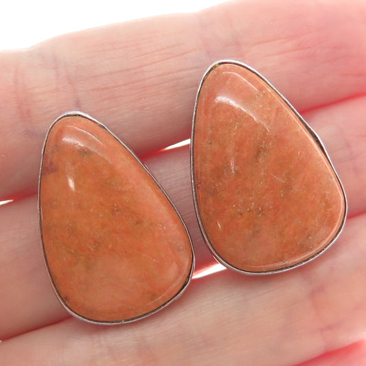 JAY KING DESERT ROSE 925 Sterling Silver Vintage Real Jasper Oxidized Earrings