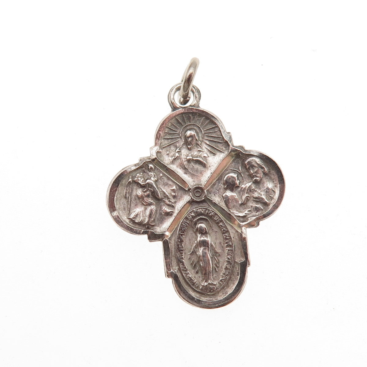 Atelier 925 Sterling Silver Antique Art Deco 4-Way Cross Oxidized Charm Pendant