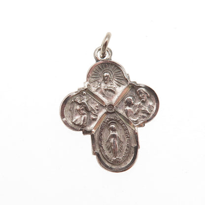 Atelier 925 Sterling Silver Antique Art Deco 4-Way Cross Oxidized Charm Pendant