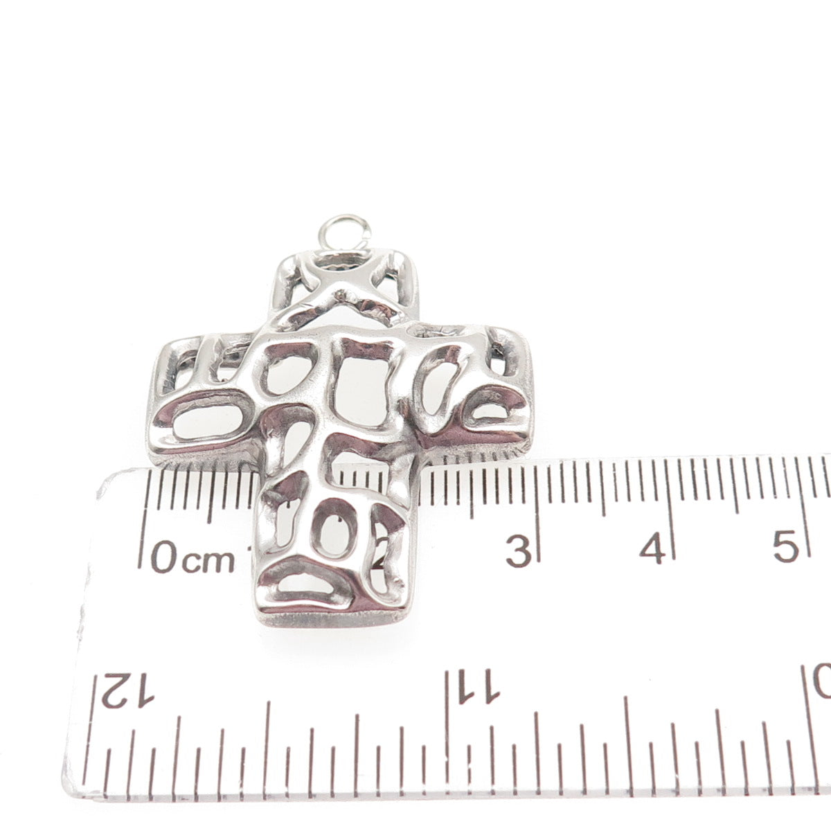925 Sterling Silver Vintage Modernist Cross Charm Pendant