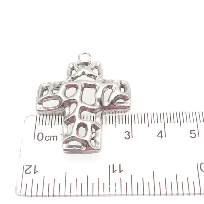 925 Sterling Silver Vintage Modernist Cross Charm Pendant