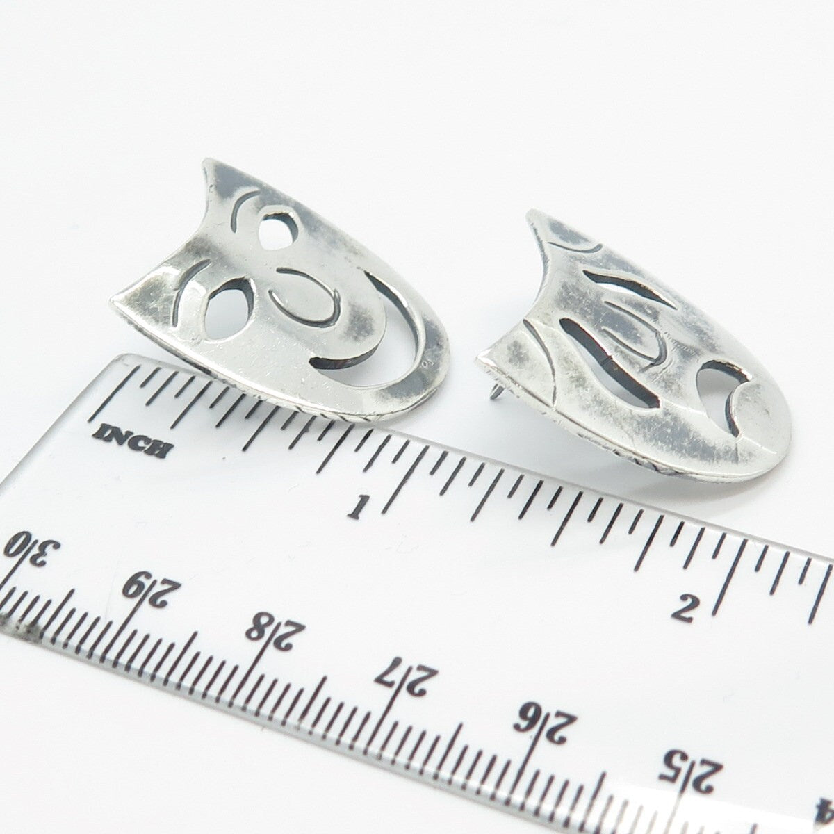 925 Sterling Silver Vintage Mexico Sock & Buskin Tragedy Comedy Masks Earrings