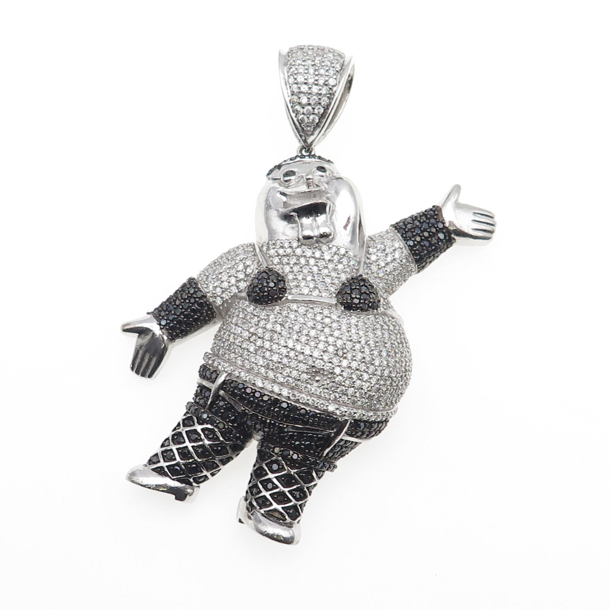 925 Sterling Black & White C Z Peter Griffin Family Guy Heavy 83.8g Pendant