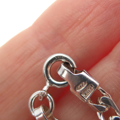 925 Sterling Silver Vintage Italy Curb Link Bracelet 7"