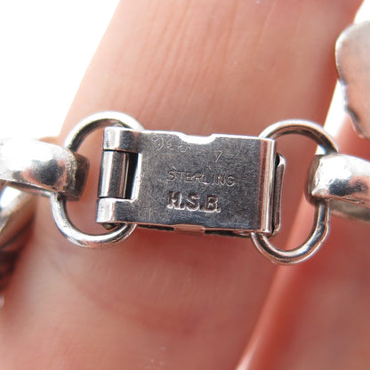 HARRY S. BICK Sterling Silver Vintage Bird Goddess Link Oxidized Bracelet 7.25"