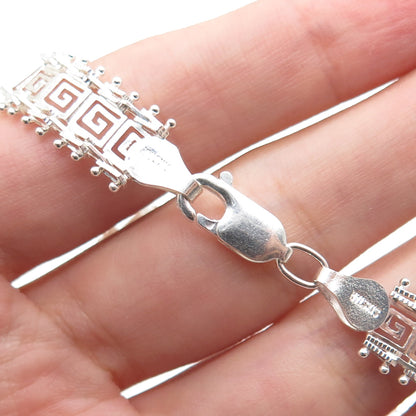 SIXSTAR MS-66 925 Sterling Silver Vintage Greek Maze Link Bracelet 7.5"