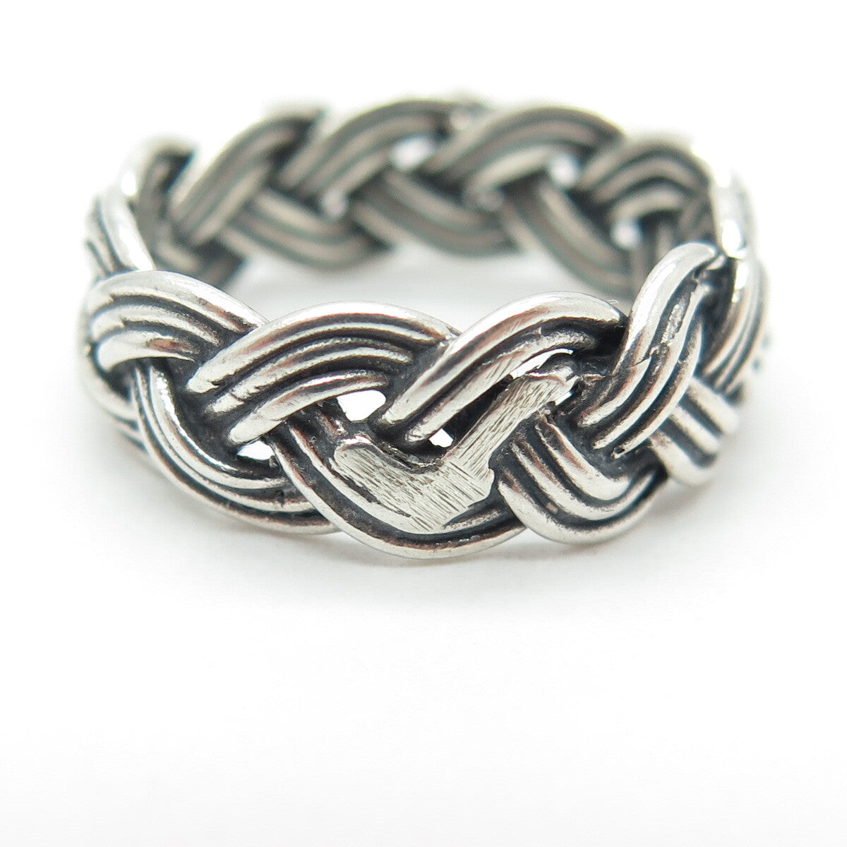 925 Sterling Silver Vintage Wicker Band Ring Size 6.75