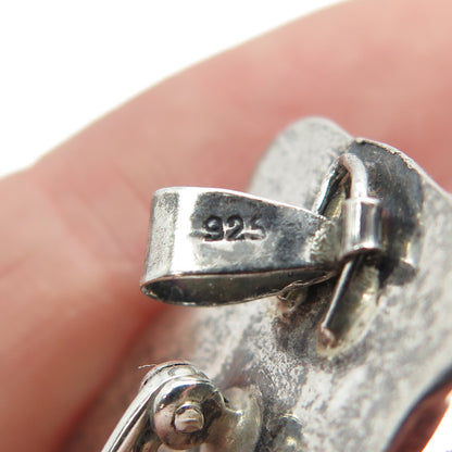 925 Sterling Silver Vintage Teddy Bear Bow Puffy Pin Brooch / Pendant