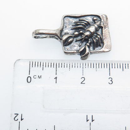 925 Sterling Silver Vintage Poland Cancer Zodiac Minimalist Oxidized Pendant