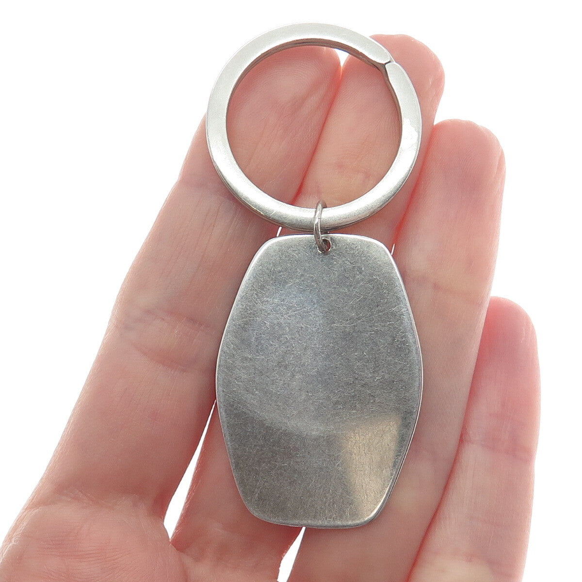 925 Sterling Silver Vintage Engravable Key Fob Ring Holder
