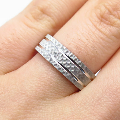 925 Sterling Silver Textured Band Ring Size 5.75