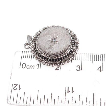 Elco 925 Sterling Silver Antique Art Deco Starburst Locket Charm Pendant