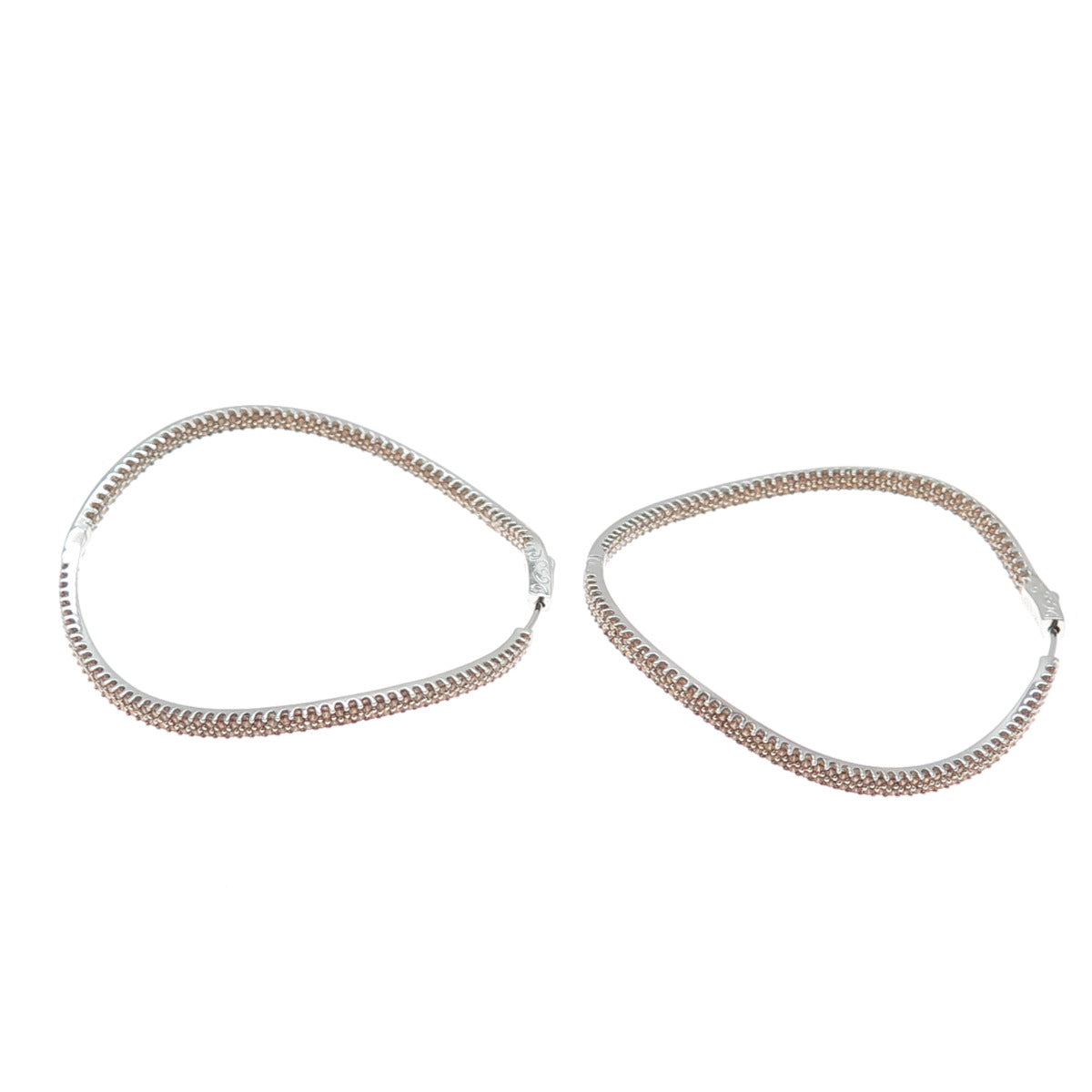 KLEO 925 Sterling Silver Round-Cut Cognac C Z In & Out Wavy Large Hoop Earrings