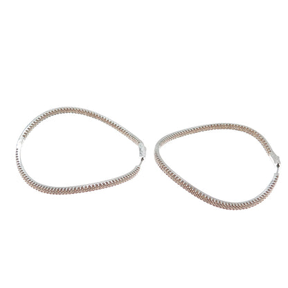 KLEO 925 Sterling Silver Round-Cut Cognac C Z In & Out Wavy Large Hoop Earrings