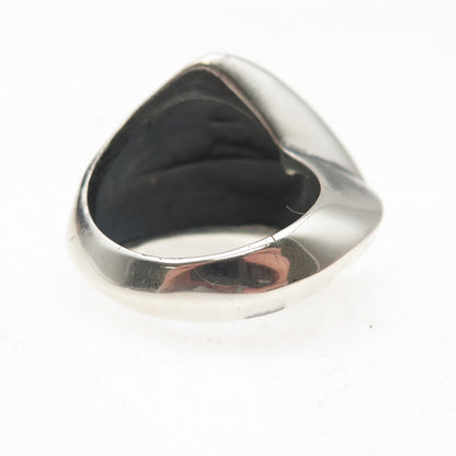 925 Sterling Silver Vintage Modernist Wavy Oxidized Dome Ring Size 7.5