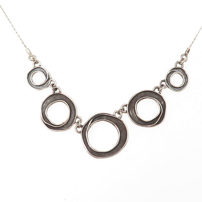 Golan Goldex 925 Sterling Silver Vintage Modernist Oxidized Chain Necklace 18"