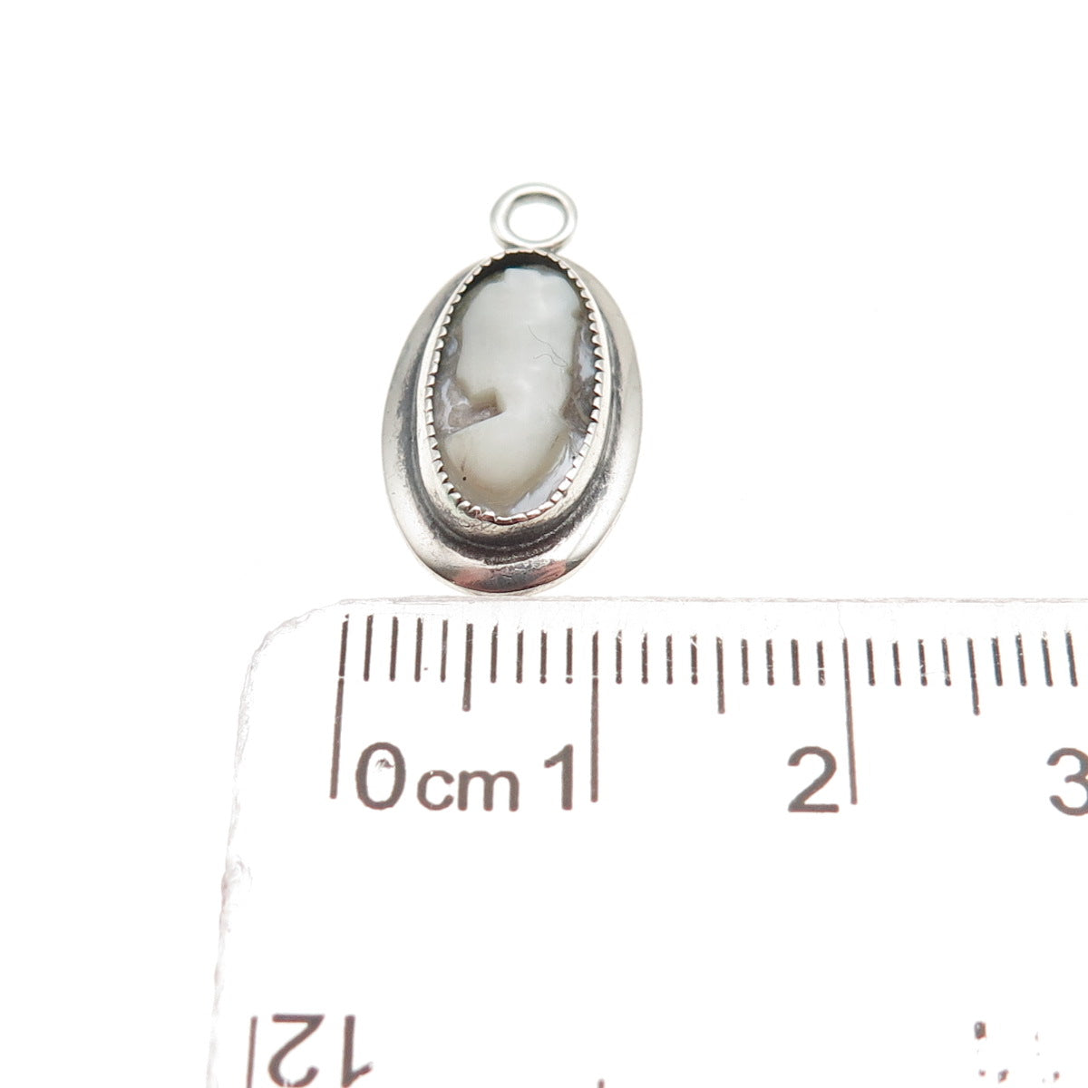 925 Sterling Silver Vintage Real MOP Lady Cameo Mini Charm Pendant