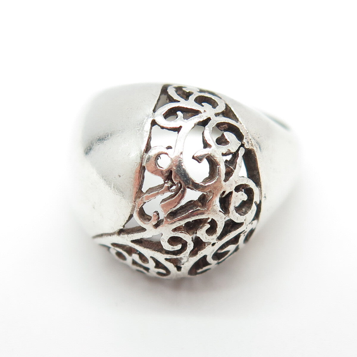 925 Sterling Silver Vintage Swirl Domed Ring Size 6.25