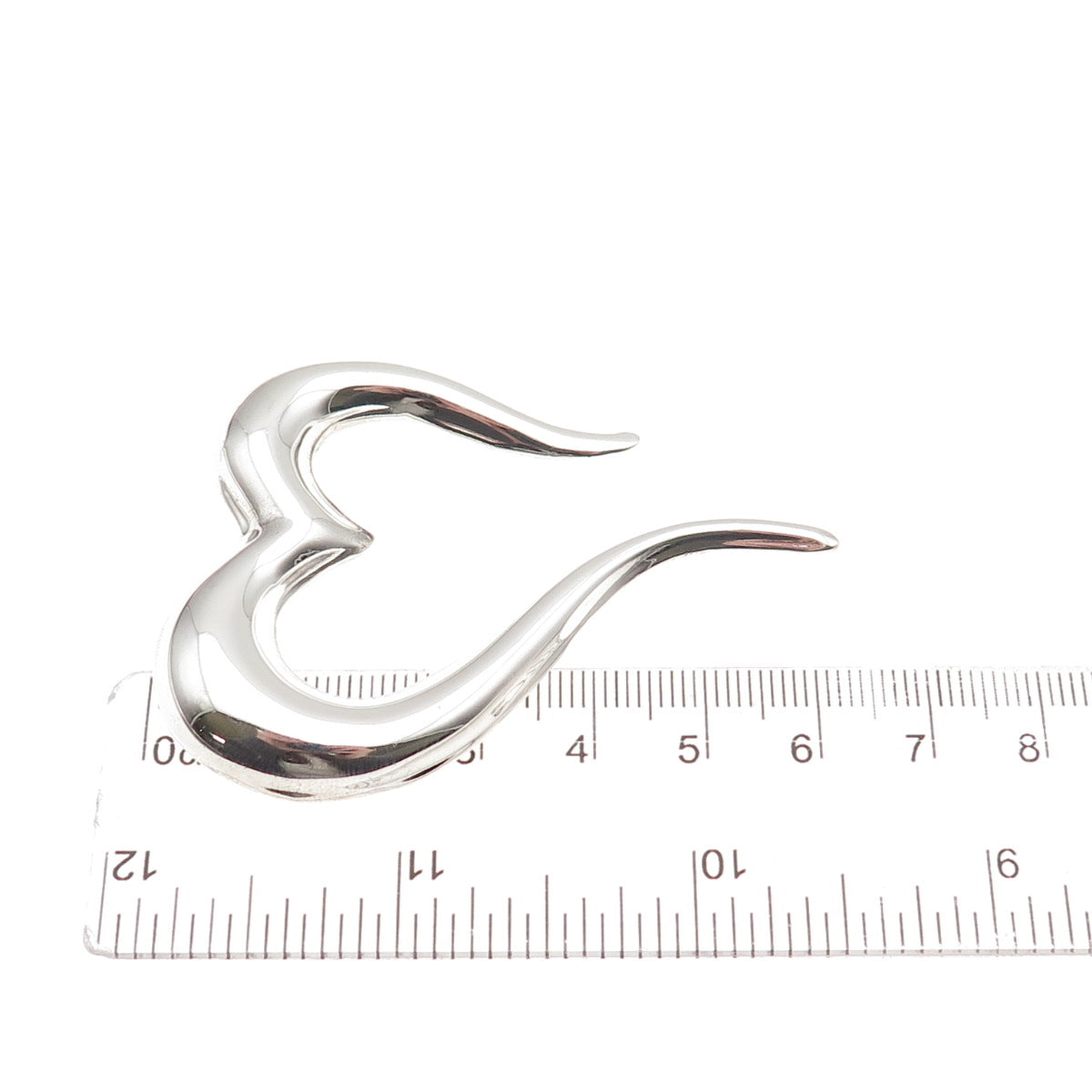 925 Sterling Silver Vintage Mexico Modernist Heart Pin Brooch