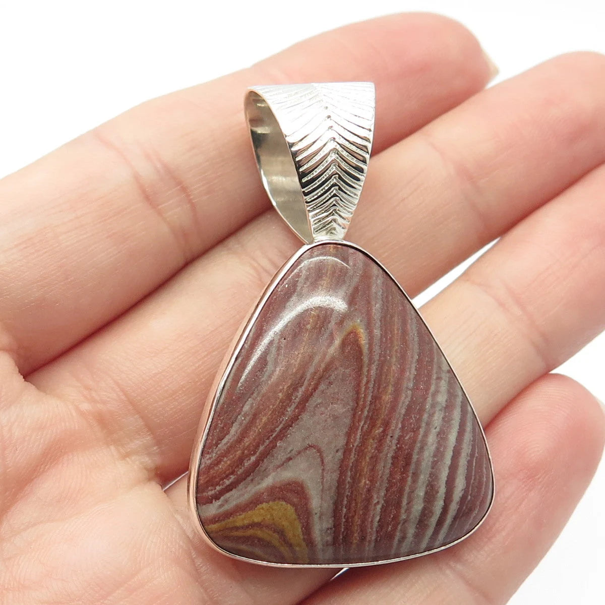 925 Sterling Silver Vintage Jay King Desert Rose Real Jasper Gemstone Pendant