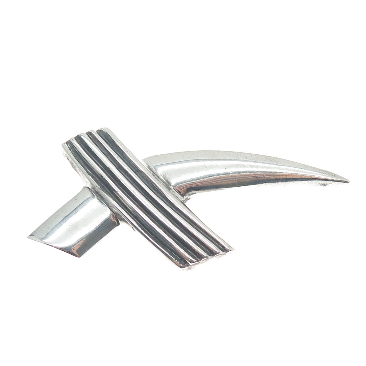 CHAPAL ZENRAY 925 Sterling Silver Vintage Modernist Letter X Oxidized Pin Brooch