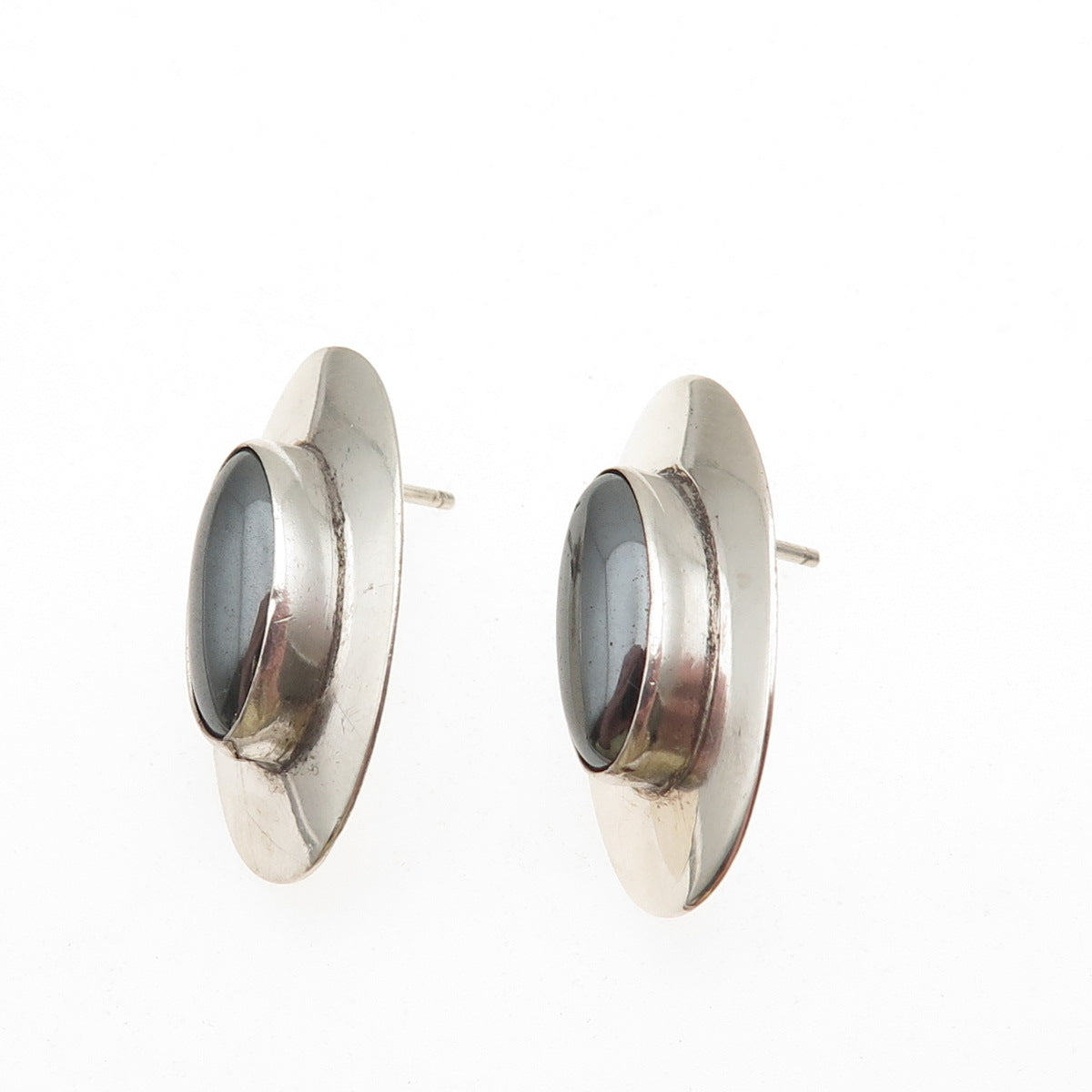 Nancy Haloo Old Pawn 925 Sterling Silver Vintage Southwestern Hematite Earrings