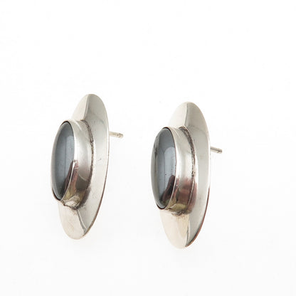 Nancy Haloo Old Pawn 925 Sterling Silver Vintage Southwestern Hematite Earrings