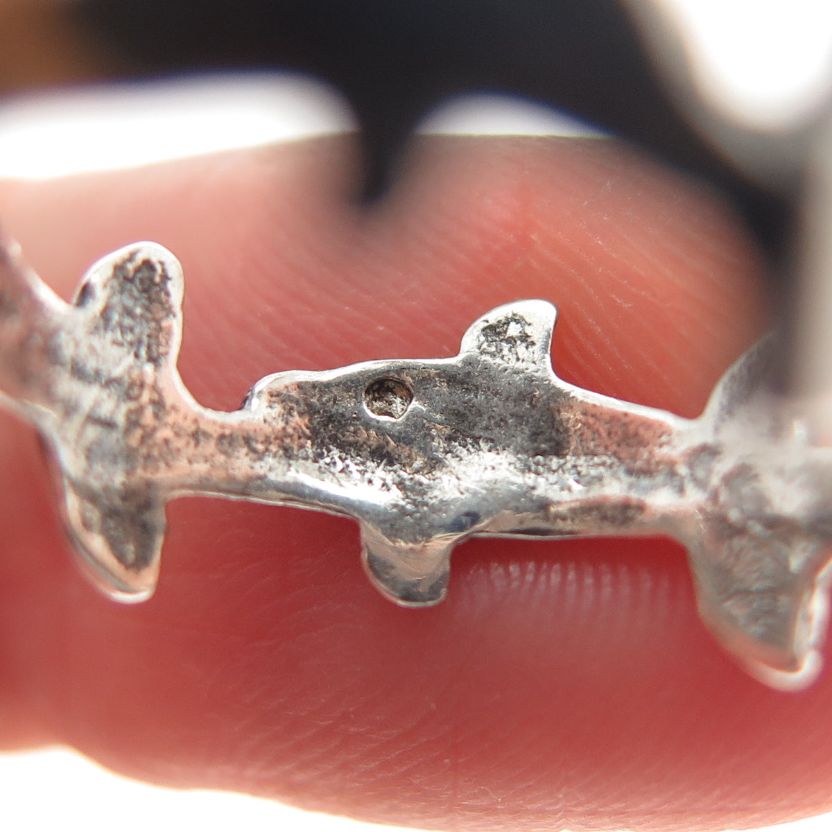 925 Sterling Silver Vintage Dolphin Oxidized All Around Band Ring Size 6.25