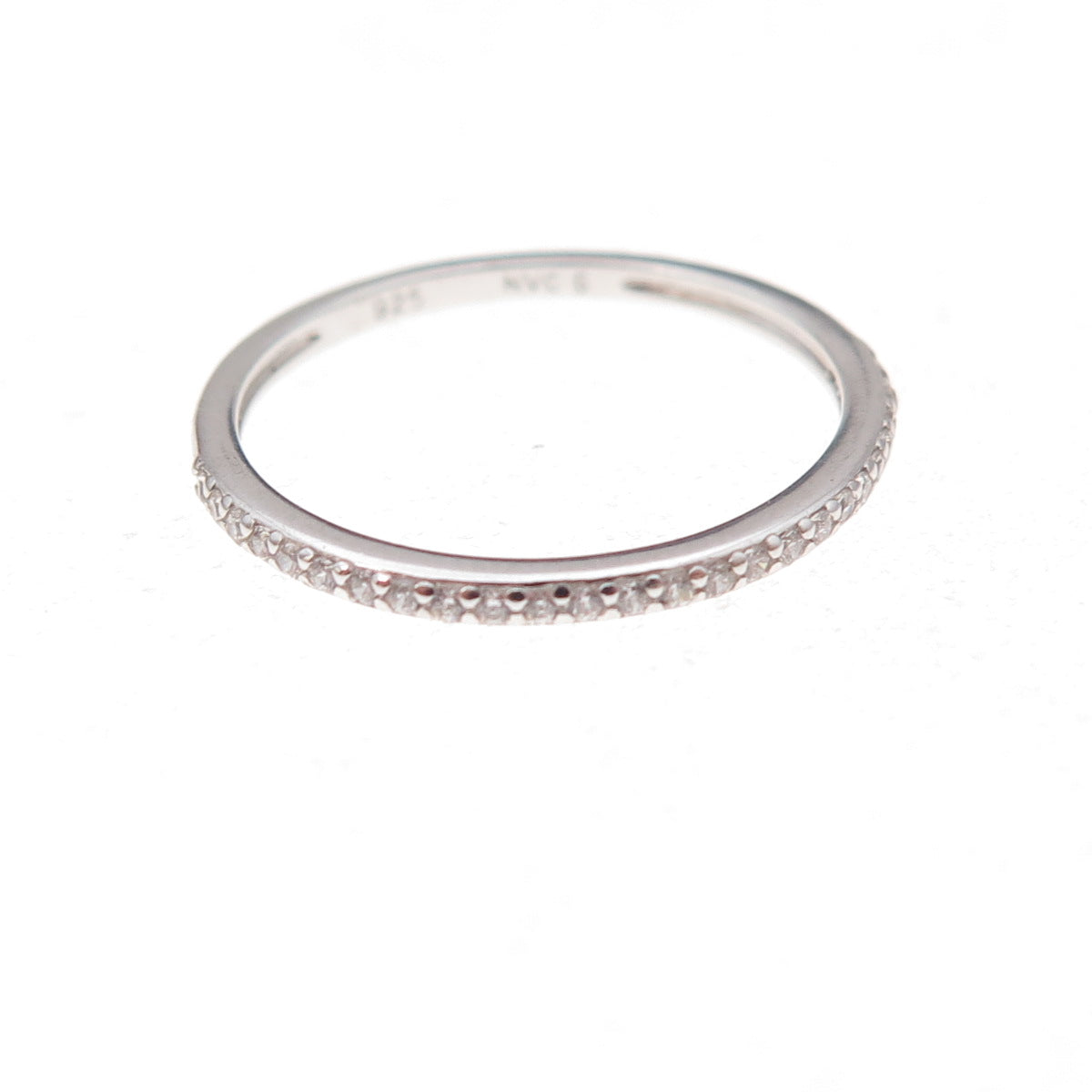925 Sterling Silver Round-Cut C Z Half Eternity Stackable Band Ring Size 6