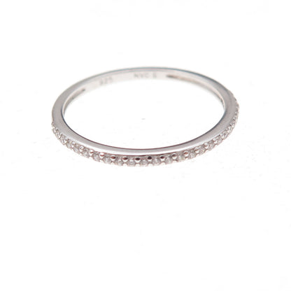 925 Sterling Silver Round-Cut C Z Half Eternity Stackable Band Ring Size 6