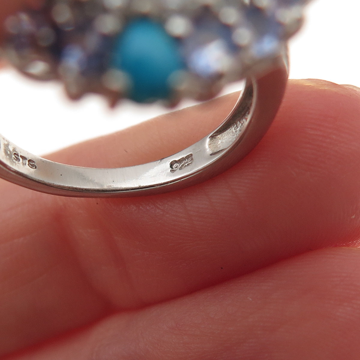 Chuck Clemency 925 Sterling Silver Real Turquoise Tanzanite Topaz Ring Size 8.25