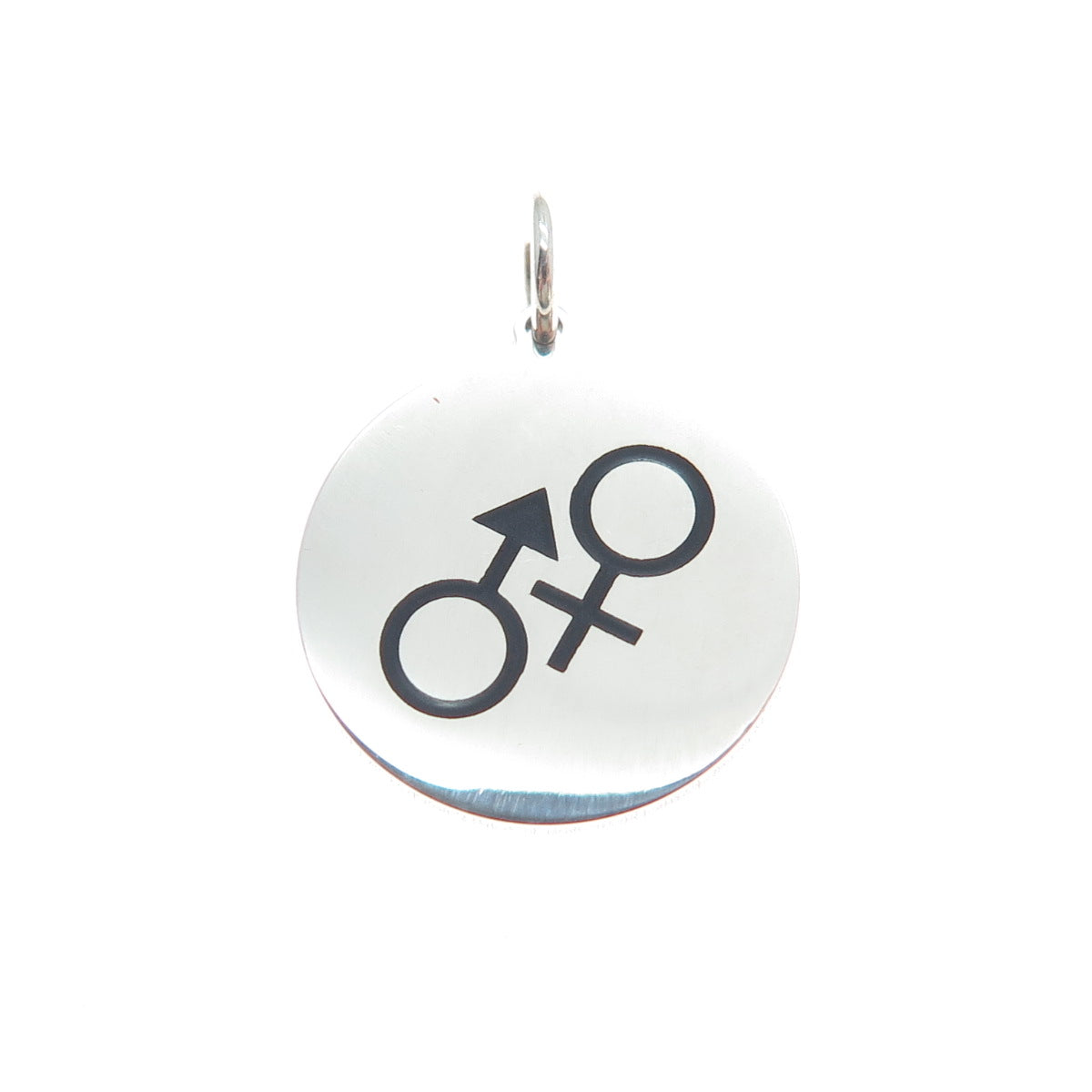 925 Sterling Silver Black Enamel Male & Female Symbol Minimalist Charm Pendant