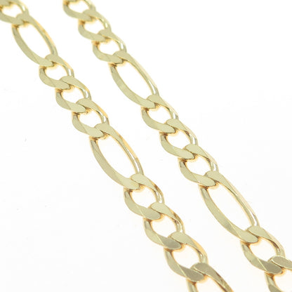 HAN 925 Sterling Silver Gold Plated Italy Figaro Chain Necklace 22"