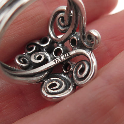 Pandora 925 Sterling Silver Multi-Color C Z Autumn Winds Swirls Ring Size 8