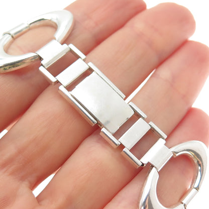 925 Sterling Silver Vintage RW Artisan Modernist Oval Link Bracelet 6.5"