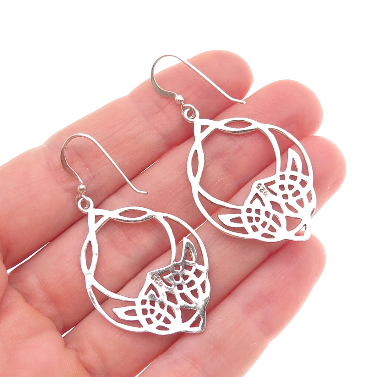 925 Sterling Silver Vintage Celtic Knot Dangle Earrings
