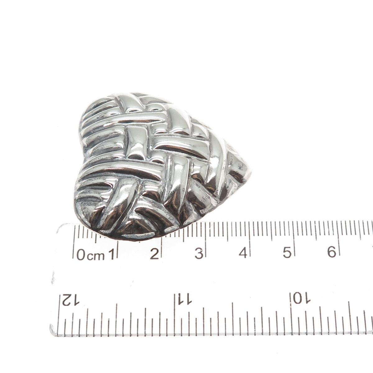 925 Sterling Silver Vintage Mexico Modernist Woven Heart Pin Brooch