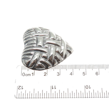 925 Sterling Silver Vintage Mexico Modernist Woven Heart Pin Brooch