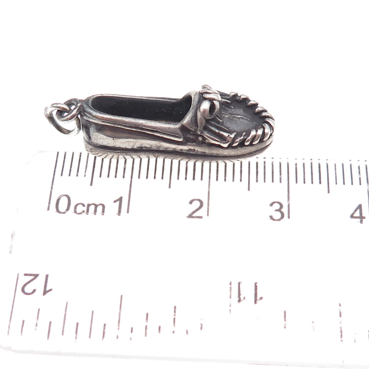 Southwest 925 Sterling Silver Vintage Loafer Shoe Oxidized 3D Charm Pendant