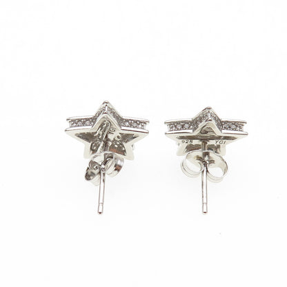 925 Sterling Silver Round-Cut Star Stud Earrings